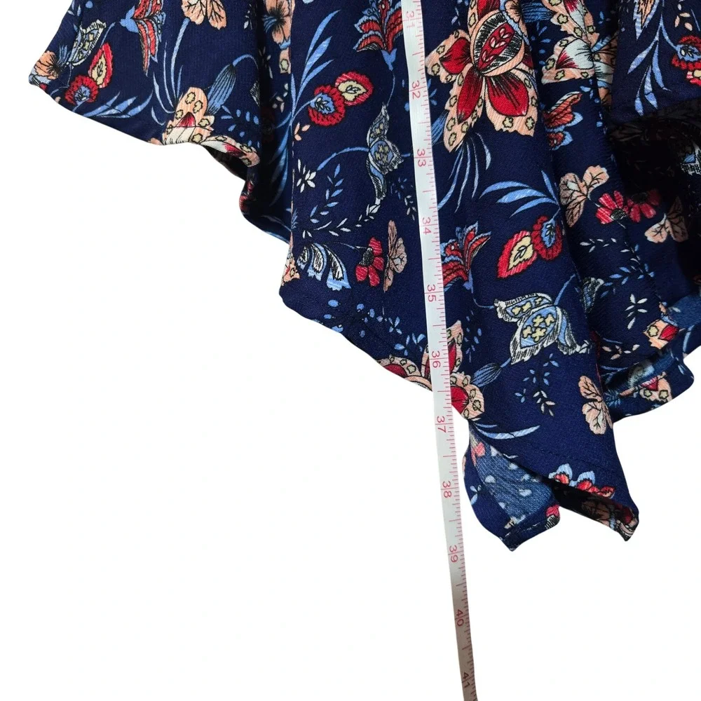 Altar'd State Floral Sharkbite Hem Sleeveless Dress Navy Blue M Boho Feminine - Picture 5 of 9